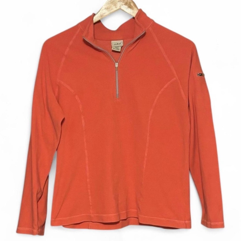 L.L. Bean Coral Fleece Quarter Zip Pullover Sweatshirt